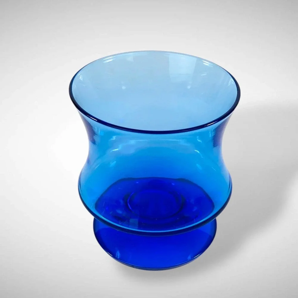 Seneca‎ Fashionables Delphine Blue Low Footed Wine Glasses Set of 8 1970s